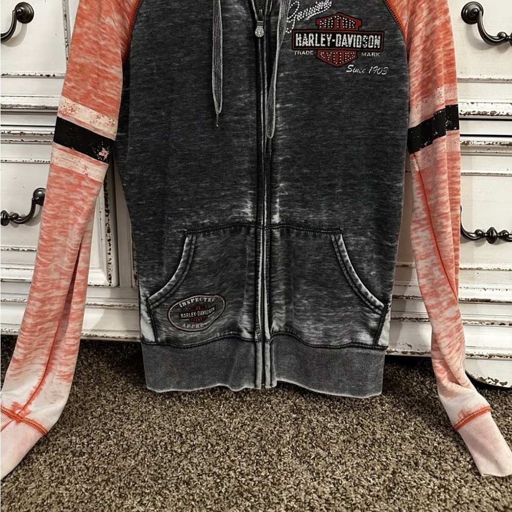 Harley-Davidson Charcoal and Coral Zip-Up Hoodie
